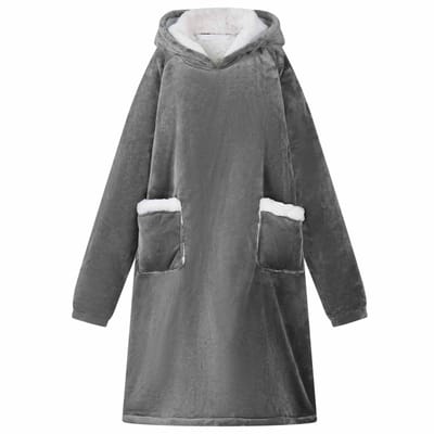 vidaXL Deken hoodie Donkergrijs M Fleece en Flanel