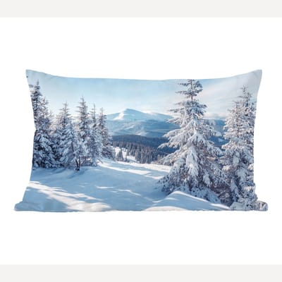 Sierkussens - Kussentjes Woonkamer - 50x30 cm - Winterlandschap - Natuur - Berg - Bomen - Sneeuw