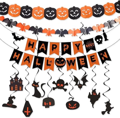 Grote Halloween Decoratieset met Hangers en Slingers voor Feestversiering