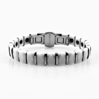 Magneetarmband Dames Heren - Wit Keramieken en Titanium Armband - Schakelarmband
