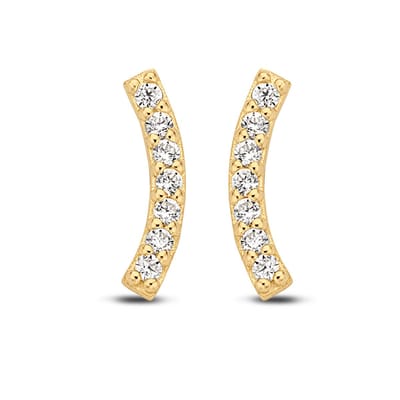 New Bling Goud 9NBG-0093 Oorknop Boogje - Zirkonia - 9mm - Goud