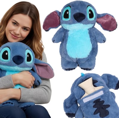 DISNEY Stitch Rubberen Thermofor warmwaterkruik met ZACHTE hoes, GROOT! Warmwaterkruik in hoes, knuffel 750 ml