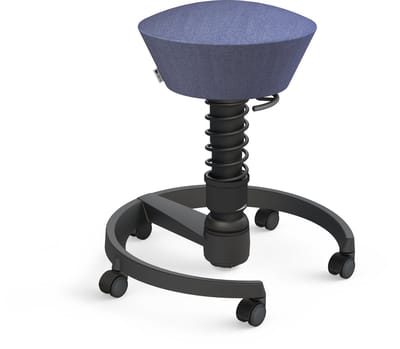 Aeris Swopper - ergonomische bureaukruk - zwart onderstel - blauwe zitting - zachte wielen - wol - standaard