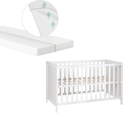 Babybed met Matras - Ledikant Bijzetbed - Veilig Slapen - In Hoogte Verstelbaar - 60 x 120 cm - Wit