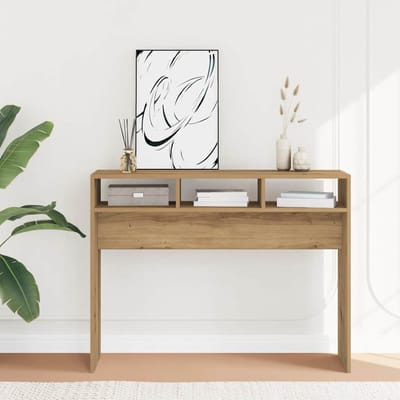 vidaXL - Wandtafel - 105x30x80 - cm - bewerkt - hout - artisanaal - eikenkleur