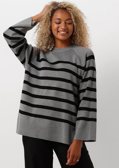 Object Objester Ls Knit Top Truien & vesten Dames - Sweater - Hoodie - Vest- Grijs - Maat XS