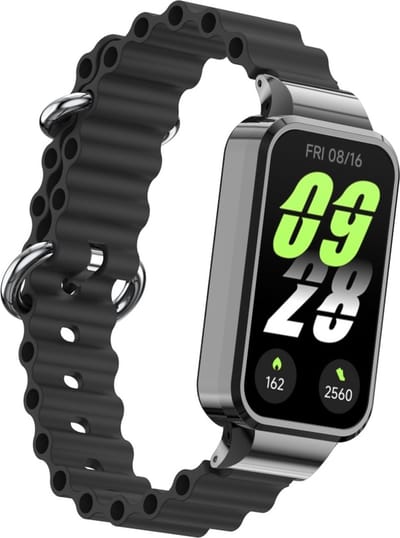 Strap-it Ocean siliconen bandje - geschikt voor de Xiaomi Smart Band 9 Active (zwart)