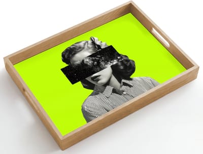 Dienblad hout 50x35 cm - Schootdienblad - Vrouw - Sterrenhemel - Groen - Borrelplank rechthoek - Plateau dienbladen