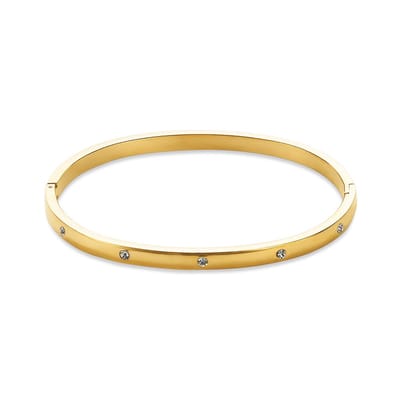 Twice As Nice Armband in goudkleurig edelstaal, bangle met kristallen 6cm