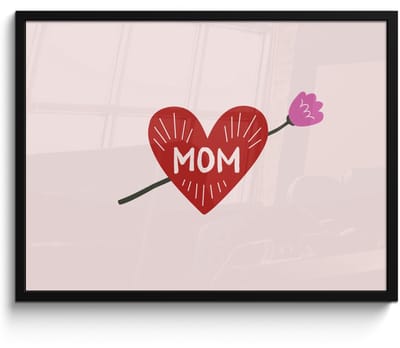 Poster in lijst - Fotolijst 70x50 cm - Posters - Hart - Rood - Bloem - Moeder - Posterlijst zwart - Decoratie - Wanddecoratie woonkamer - Muurdecoratie slaapkamer