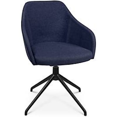 Conferentiestoel Topstar Sitness Life 2.1, draaibaar/zitting in hoogte verstelbaar, armleuningen, B 350-480 x D 460 x H 460-490 mm, 4-poots onderstel, aluminium zwart mat & stof, d.blauw