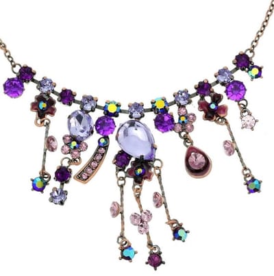 Behave - Paarse Ketting met Steentjes - 40 cm