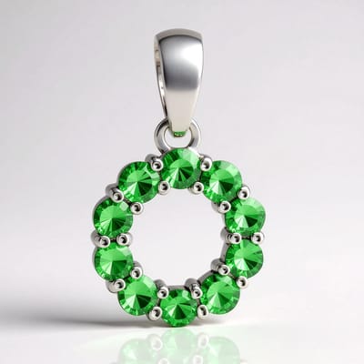 Cavill - Zilveren Hanger - Gerhodineerd 925 Sterling Zilver - AAA Keniaanse Tsavoriet 0,68 ct - Ronde Groene Edelsteen - Elegant Bloemmotief Sieraad