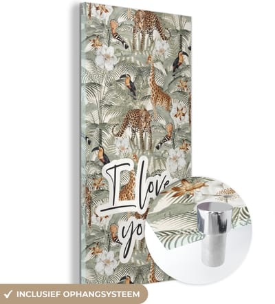 MuchoWow® Glasschilderij 60x120 cm - Schilderij acrylglas - I love you - Quotes - Spreuken - Love - Foto op glas - Schilderijen