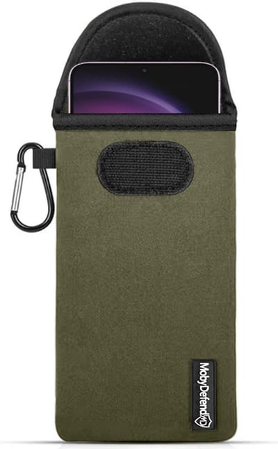 MobyDefend Hoesje - Geschikt voor Samsung Galaxy S23 Plus (S23+) - Neopreen Pouch Met Karabijnhaak - Insteek - Riemlus - Groen
