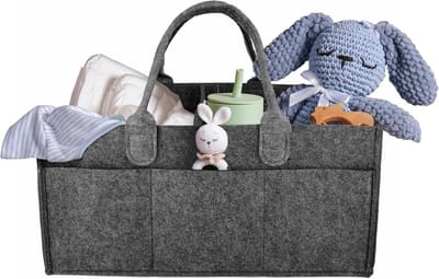 Famanu – Vilten organizer - tasorganizer - handtas - vilten tas met vakken - universele handtas-organizer - babyluier organizer - draagbaar - grijs