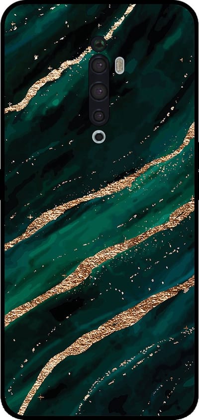 Smartphonica Telefoonhoesje Geschikt voor Oppo Reno2 Z met marmer opdruk - TPU backcover case marble design - Groen Goud geschikt voor Oppo Reno2 Z