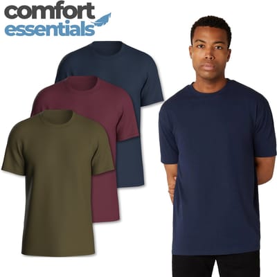 Comfort Essentials -T Shirt Heren - 3 pack M - Groen Navy Bordeux -T Shirts Heren - Katoen - Overshirt Heren - Casual Fit