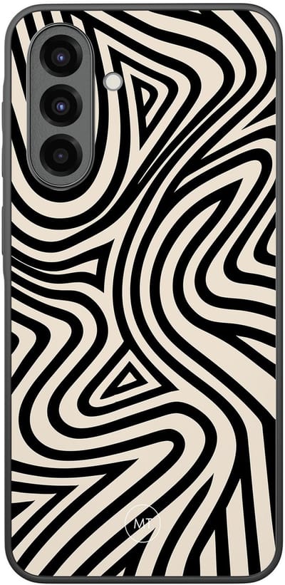 Hoesje geschikt voor Samsung Galaxy A36 - Groovy lines - TPU Hard Case Backcover - Zwart, Wit - Mooie Telefoonhoesjes