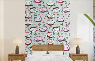 Behang - Fotobehang Kat - Huisdieren - Patroon - Breedte 140 cm x hoogte 220 cm
