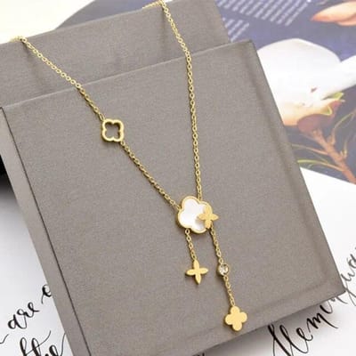 Mode Luxe Schelp Roestvrijstalen Ketting Voor Vrouwen Koreaans Uitgehold Bloem Kristal Sleutelbeenketting Meisjes Feest Sieraden Cadeau gray