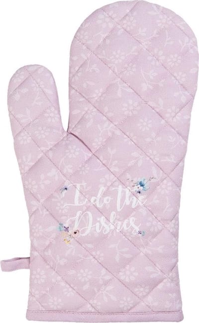 Clayre & Eef Ovenwant 16x30 cm Roze Katoen Bloemen Ovenhandschoen