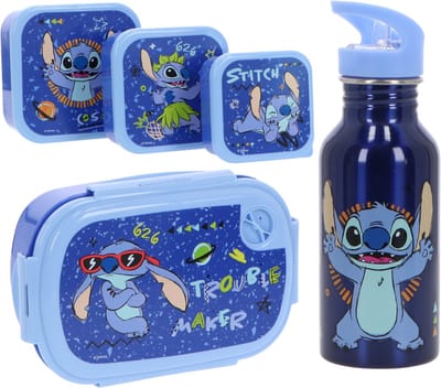 Lilo & Stitch Lunchset 5-delig - Drinkfles - Lunchbox - 3 Snackboxen