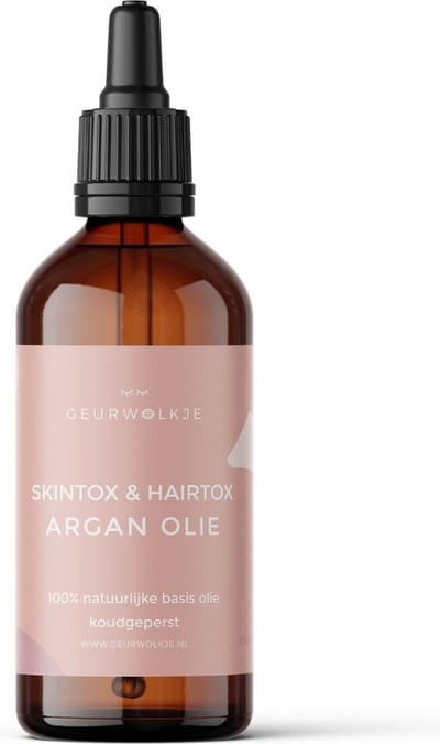Geurwolkje® Skintox & Hairtox Arganolie Parfumvrij & Koudgeperst 100% Natuurlijke basisolie 100ml - Draagolie- Haarolie