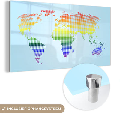 ® Glasschilderij 80x40 cm - Schilderij acrylglas - Moderne wereldkaart LGBTQ - Foto op glas - Muurdecoratie woonkamer - Wanddecoratie slaapkamer - Schilderijen