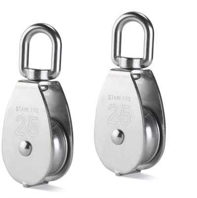Gsedaox-Katrol-2 stuks-M25 Enkele Katrol-RVS-Zilver-hijskatrol-Belastbaar tot 150kg
