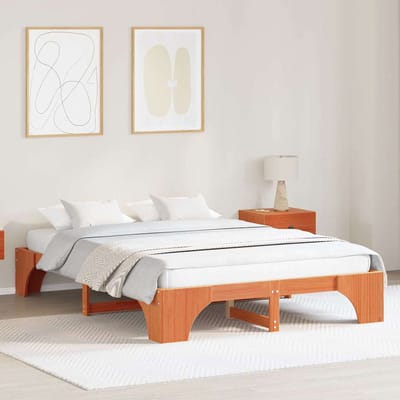 vidaXL - Bedframe - Wasbruin - 160 - x - 200 - cm - Massief - grenenhout