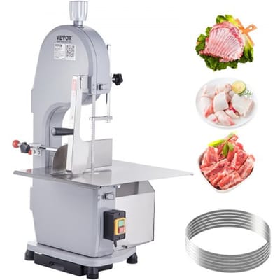 VEVOR Bottenzaagmachine, 1500W 300kg/u Elektrische Bottensnijmachine, 490x380mm Bottensnijmachine, 4-200mm Snijdikte Gastro Vleeszaag, Commerciële Bottenzaag Vleesbandzaag