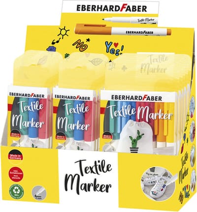 Eberhard Faber textielmarker set - 15 stuks - in kartonnen display - EF-560140