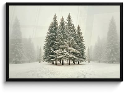 Poster in lijst - Fotolijst 90x60 cm - Posters - Bomen - Sneeuw - Wit - Posterlijst zwart - Decoratie - Wanddecoratie woonkamer - Muurdecoratie slaapkamer