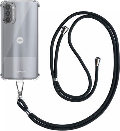 Telefoonhoesje Geschikt voor Motorola Moto G52 Transparant ShockProof met Afneembaar Universeel Telefoonkoord - Cover Case Siliconen ShockProof with Lanyard - Smartphonica geschikt voor Motorola Moto G52