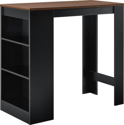 Bartafel met 3 planken 110x50x103 cm zwart en walnootkleurig