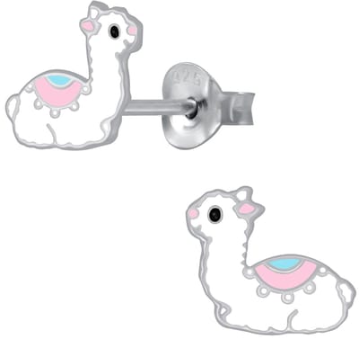Joy|S - Zilveren Alpaca oorbellen - 9 x 8 mm - lama - Sterling zilver 925 - kinderoorbellen