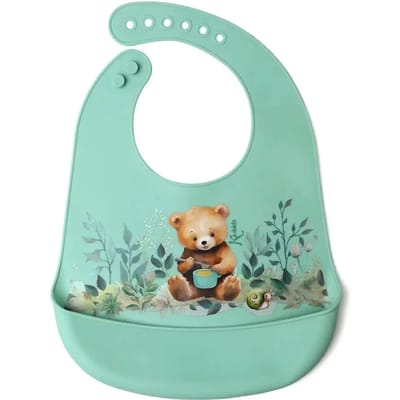 Slab met opvangbakje - Baby slabbetje siliconen waterproof - Beer