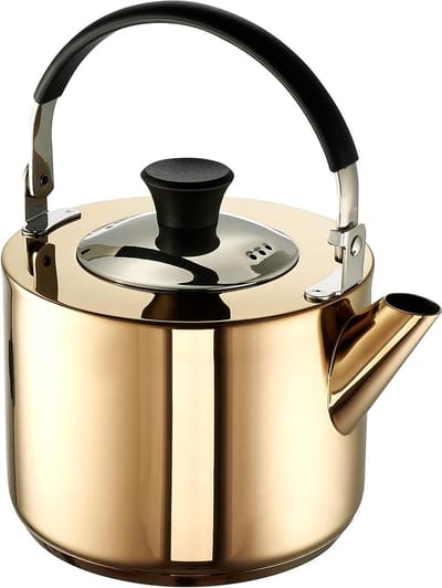 Thee Waterketel - Theepot Ketel - Thee Zetten - Uitneembare Zeef - 14 Liter - Koperkleurig