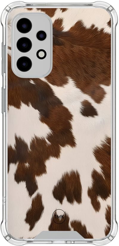 Shockproof hoesje geschikt voor Samsung Galaxy A52 5G - Cow vibe - Schokbestendig - Verhoogde randen - TPU case - Extra Sterke Back Cover - Print - Transparant, Bruin