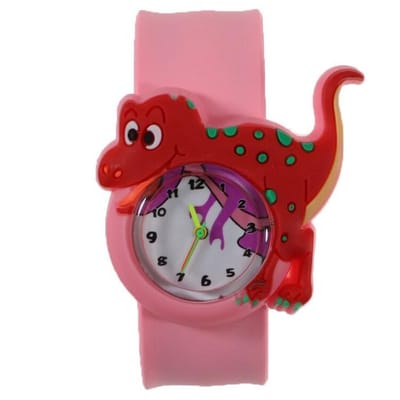 Fako® - Kinderhorloge - Slap On Mini - Dinosaurus - Roze/Rood