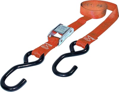 Spanband met Gesp - Rateltouw Bevestigingsband - Vastzetten van Lading - Niet-ontsierende Vinyl Haken - 2.5 cm x 4.5 m