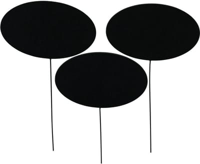 Mini krijtbord zwarte ovale metalen bloemenstekers 7,5 x 4,5 cm 12 stu