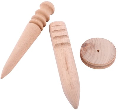 Dailygoods- Rand Slicker Set - Houten Polijstgereedschap - Multi-Size Burnisher - Ronde/Platte Vorm - Duurzaam Materiaal - Gladstrijken van Leer - Lederen Polijstgereedschap