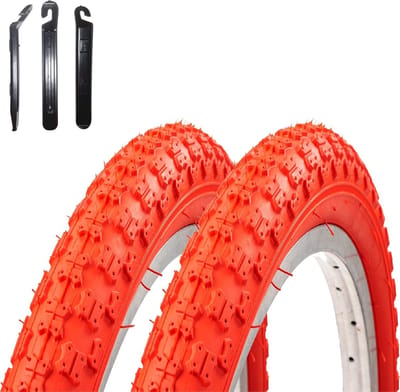 Fietsbanden Set - Banden voor Kinderfiets - Veilig Fietsen - Inclusief Bandenlichters - 20 Inch 54-406 - Rood