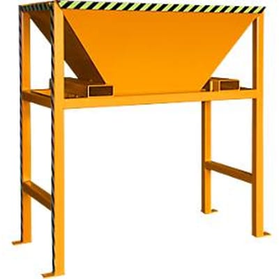 Bauer BTS vultrechter, plaatstaal, staanderconstructie, inrijzakken, gelakt, L 980 x B 1980 x H 2050 mm, geel-oranje RAL 2000