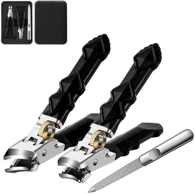 Dailygoods - Professionele nagelknipper set voor dikke nagels - ergonomische roestvrijstalen teennagelknipper met extra brede kopening, incl. nagelvijl en opbergdoos