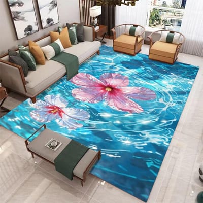 Tapis de Bain Thème Marin Côtier Étoile de Mer Coquillage Corail Plage Océan Salle de Bain Cuisine Flanelle Tapis Antidérapant Tapis Décoration Intérieure 50X80CM