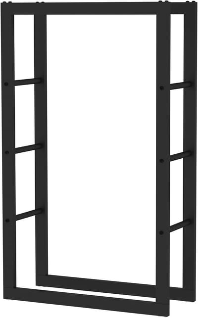 Brandhoutrek - Houtopslag - Binnen en buiten - Gepoedercoat metaal - 100x25x60 cm - Zwart