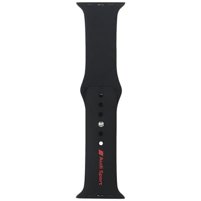 Audi Sport - Horlogebandje - Zwart Siliconen - Rood Logo - Compatibel met Apple Watch 44/45/46/49mm